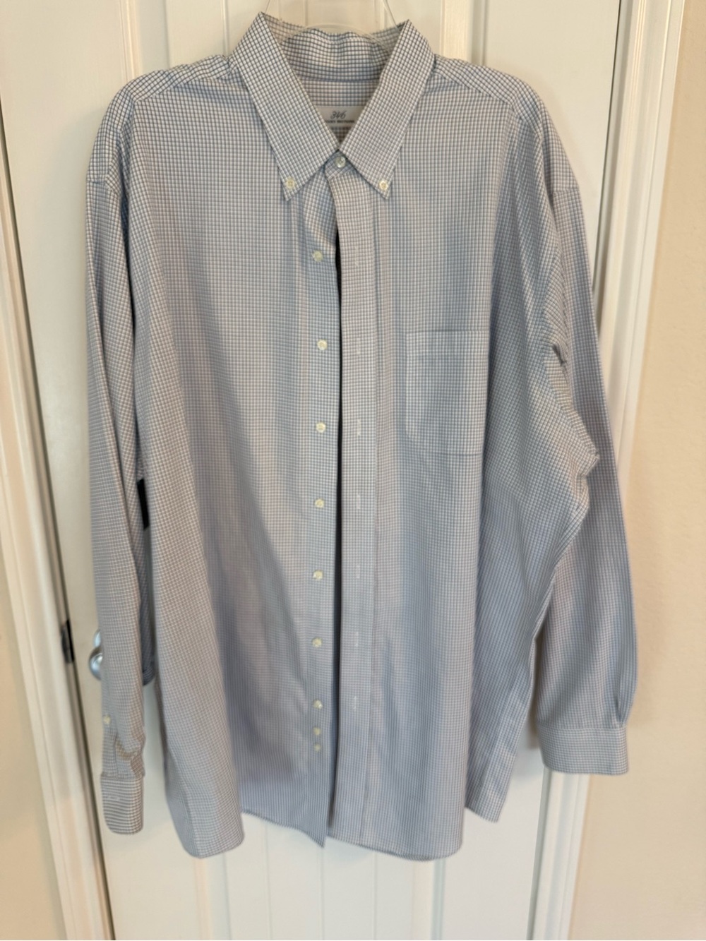 Brooks Brothers Light Blue Micro-Check Button-Down Dress Shirt